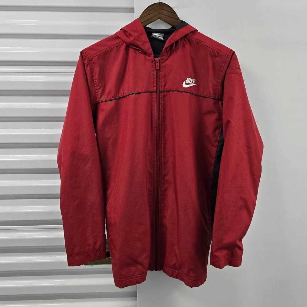 Nike Sportswear Hooded Windbreaker Jacket Red Full Zip Youth XL 18-20 Boys